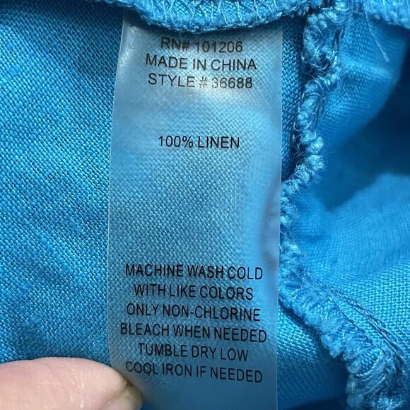 Soft Surroundings Skirt Women XL Petite Blue Tiered Linen A-Line Boho Cottage - Picture 6 of 8